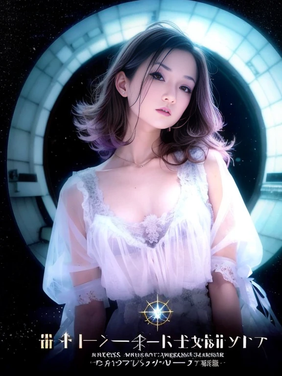 1 Girl, solo, (Chiaki),  (astrologer),  (white skin),
mysterious, Fantasy, grace, Calm, Silence, intellectual, ancient, Beyond time and space, dream, aura,
Dark eyeshadow, Star shaped glitter, Sparkling Highlights, Rich Lip Color, Smokey Eye, mysteriousなアイライナー, 
Inside the observatory, Big telescope,
situation: astrologerが望遠鏡を覗き込んでいる,
effect: Starlight shines in, Constellations projected on the ceiling, mysteriousな光のライン,