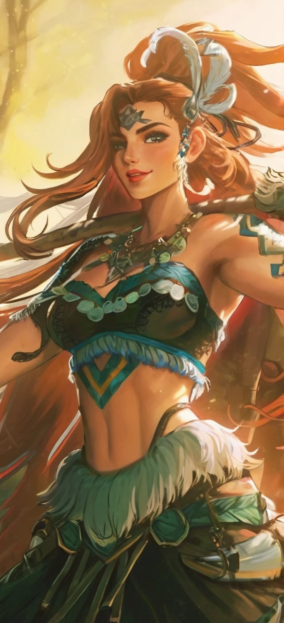 solo mid shot portrait photo of [Peyton List|Rachel Cook] as [Lucy Hale|Carly Rae Jepsen] as a real life version of (Nidalee from League of Legends:1.28), open office fantasy background, charming smirking, by Anna Bocek and Jeremiah Ketner
ultra realistic highly detailed intricate
photorealistic analog style photograph
sharp focus on eyes, cinematic lighting