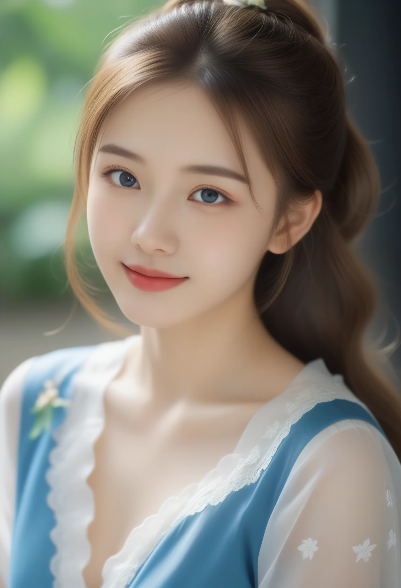 8K, Ultra-high resolution, Highest quality, masterpiece, 三分割法によるphotograph,Surreal, photograph, 1 Girl, (:1.3), pretty girl, Cute face, Beautiful eyes in every detail, 細かくdetailedに,masterpiece,, One Girl:1.2, Village realistic、Virginia Otis 15 year old girl、Victorian era city, Europe. Noble daughter、Looking up from below、The blonde-haired, blue-eyed depiction wears a long-sleeved, sheer fabric dress、Various sexy poses、smile、Depict the whole body、Beautiful leg line beauty,Full of sex appeal,Sensual,屈託のないsmile,Heal the heart,Short ponytail、beauty,Long neck、Laugh a little、Please close your mouth and laugh、(((Ideal body type))),A cup small breasts :2,、Portraiture:2、Perfect Anatomy、なdetailed、detailed、Surreal、Light and shadow,Strong light