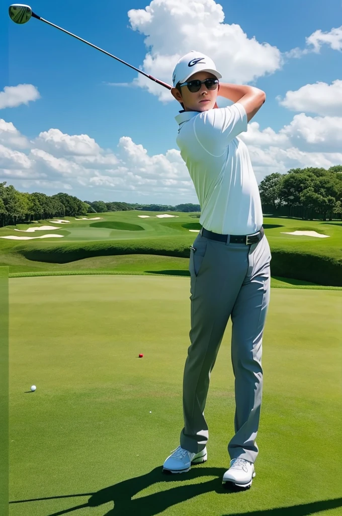 golf,driver,shot,male,golfァー,course,blue sky