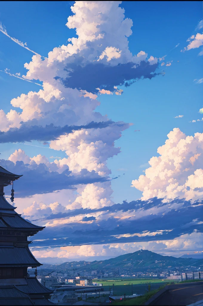 anime landscape with blue sky