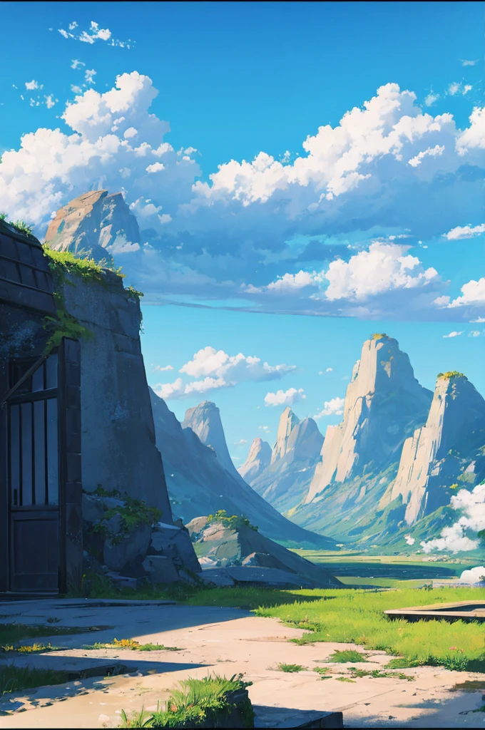 anime landscape with blue sky