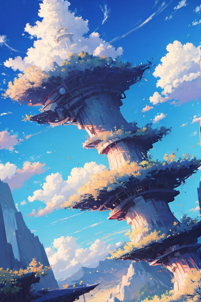 anime landscape with blue sky