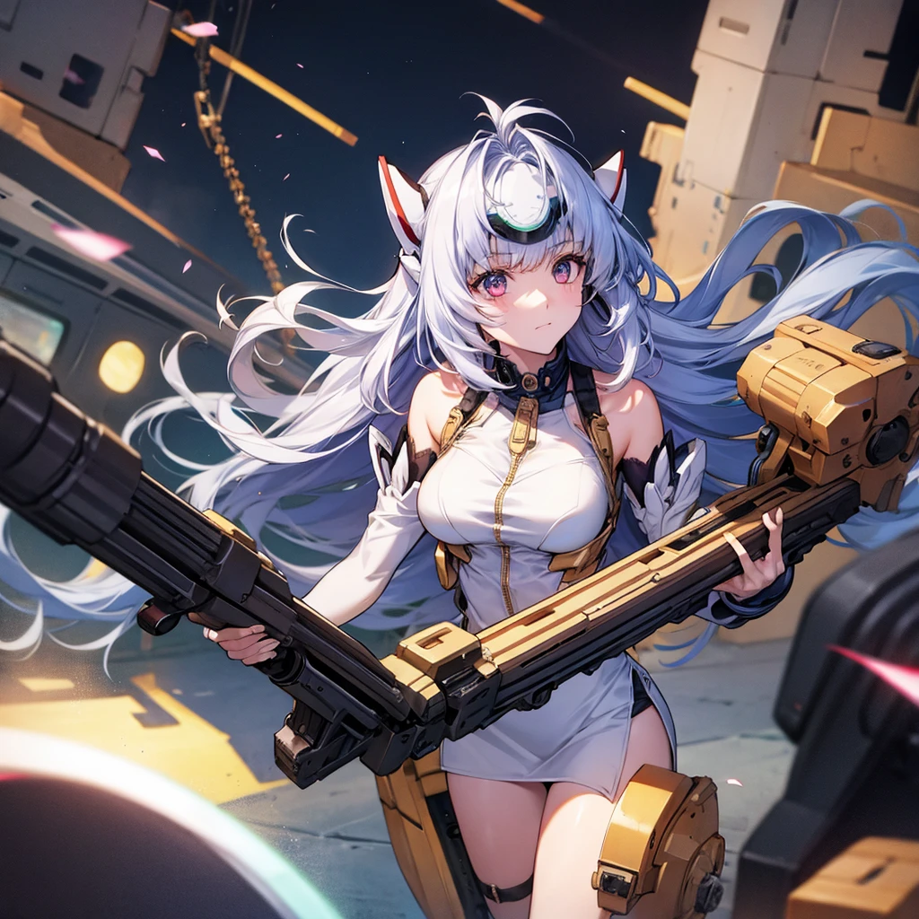 beautiful girl　Hold the Gatling Gun