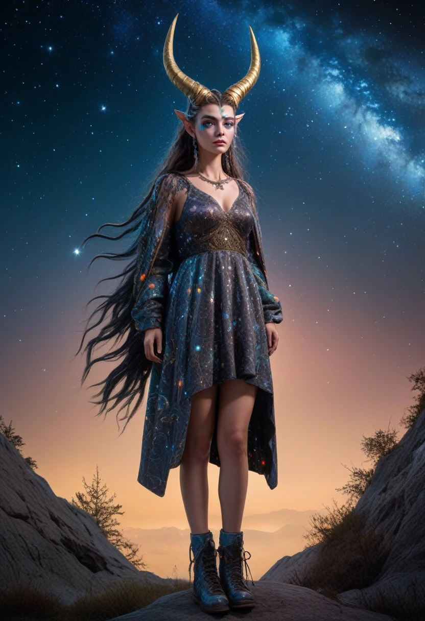 full-body-shot ,(astrologer),(looking up to the starry skies:1.2),Cinematic, Technicolor,natural skin textures, hyper realisitc, hyper detailed,Extremely detailed,High contrast,Realistic,Chalsedoon Moana, astrologer dress, ,full body length,Krampus,pretty face,intricate details,realistic humid skin,extremely intricate details,anatomically correct, eyes extremely detailed, high detailed eyes,High contrast,Ultra HD,Retina,HDR,photo,photorealism,Masterpiece, natural skin textures, hyper realism,hyper detailed,High contrast,(HDR:1.4),Realism,Ultra Detailed,irina yermolova, close full body shot,16K resolution,RAW, Nikon Z9,Paul Zizka,full body length,,native irish,pretty face,eyebrow up,(full body shot:1.5),starry skies background, niobium gray atmosphere,by art Simon Stalenhag,Nicola Samori,(((Wangechi Mutu))),prime colors,urban,extremely detailed,masterpiece,intricate details,faded,eyes extremely detailed, high detailed eyes,4k resolution,, Nikon Z9,(mythical atmosphere:1.5) ,(viewed from side:1.5)