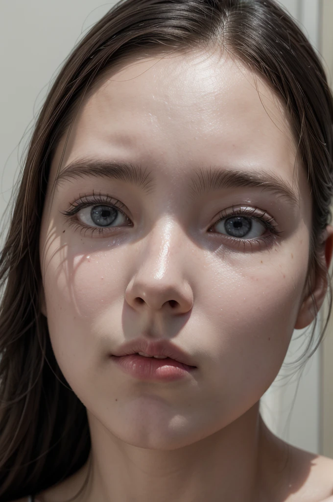 an expressive, wide-eyed, neck-up, ultra-realistic face
