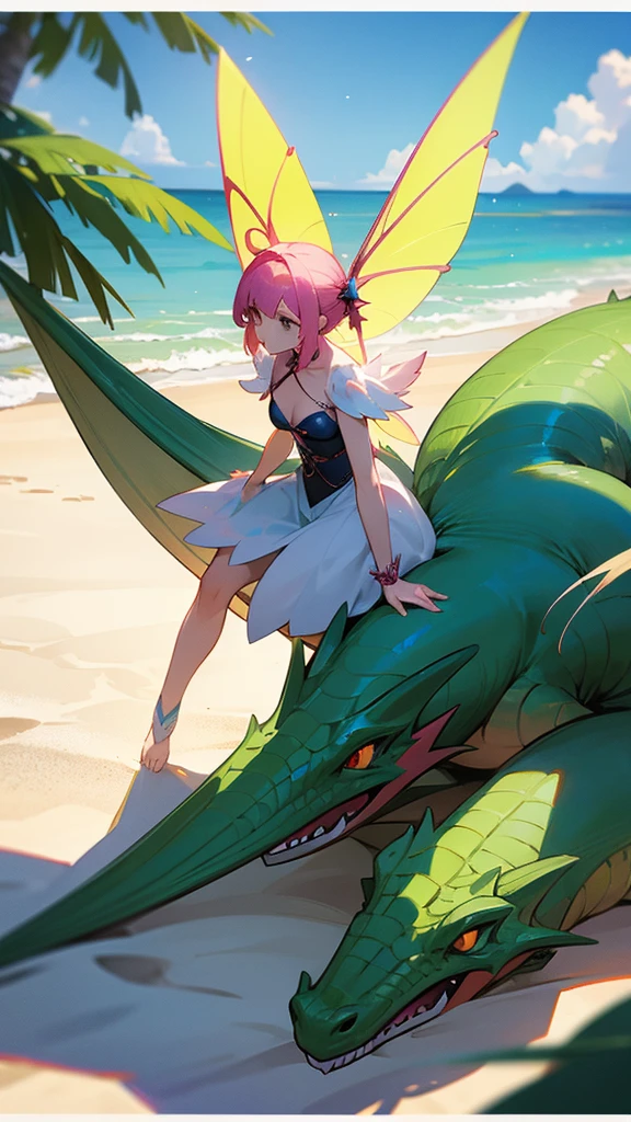  fairy girl on beach with dragon