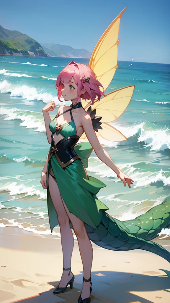 fairy girl on beach with dragon