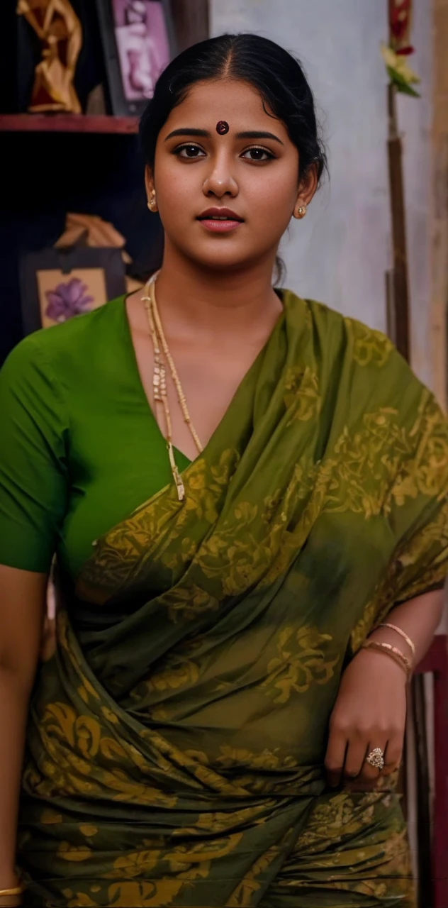 Outdoor image of 21yo  in school school photo in school masterpiece, (photorealistic:1.7), best quality, beautiful lighting, Eleanor Ukraine girl dark lipstick 20yo Old Big Breasts Plus Size Model random colour beautiful eyes extremely high Bun long extreme curly hair Lifts wearing Indian saree. 