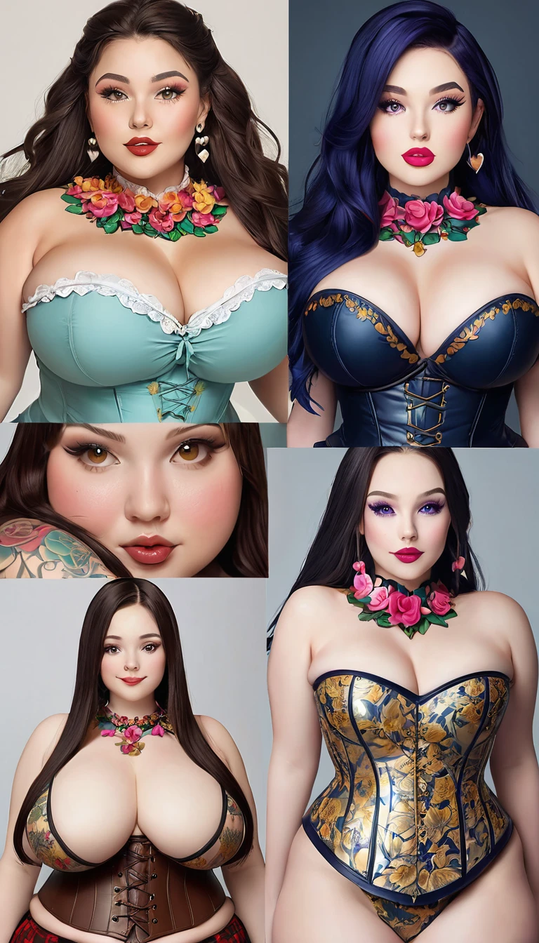 {{{{{16k}}}}}, {{{{{The joy of transforming a fat girl who had no confidence because she was fat despite her charm into a real pretty girl and get the makeup of a smile, movie like high quality photos of a thin gaudy corset wrapped around her waist tightening her fat 100 kg body and transforming her linear body into a slender curvy beauty, Her smile gets prettier and prettier as her waist curves and her bust cup size increases and her confidence grows, Her hair is replaced by a bang long hair, her face is converted into a super cute face idealized girl, She is wearing hearts collar that transformed her into a fat girl to get the cutest girl in a thousand years forever, The lascivious flowers tattoos are engraved}}}}},{{Extremely detailed}},{{{{{integrated her head pure small, Enchanting Too thick and erotic lips, Her thickened lips shimmer with luster}}}}},{{{{{She get more attractive and smoother her body, and are depicted in great detail, The lascivious flowers tattoos are engraved on her neck, both arms and lower abdomen, thighs and toes and finally on her entire body and her glossy Straight unruly hair dyed in a pure color}}}}}