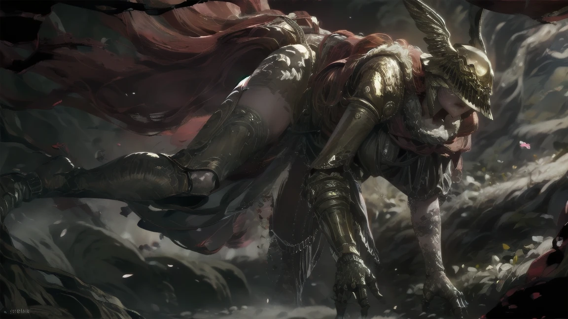 1 girl, ultra sharp image, beautiful figure, beautiful, full length (full body 1.1.), big tree in the background, slender legs, buttocks, slender legs, Wasp waist, sexy, fighting pose, fighting stance, only,helmet,light-skinned Женский, One, long curved sword in hand