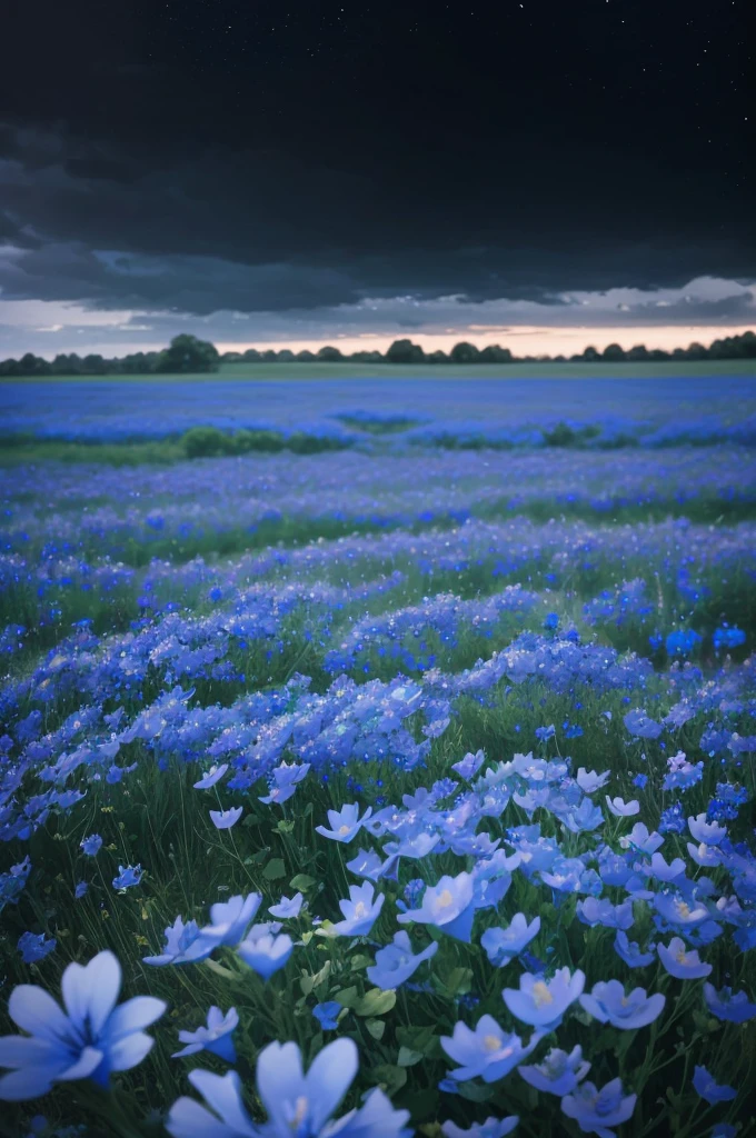 a close up of a bunch of blue flowers in a field, blue flowers bloomed all over, blue flowers, blue flower field, mediumslateblue flowers, lots blue colours, by Anato Finnstark, crown of blue flowers, by Kanō Tan'yū, pale blue eyes!, blue flowers accents, by Shen Che-Tsai