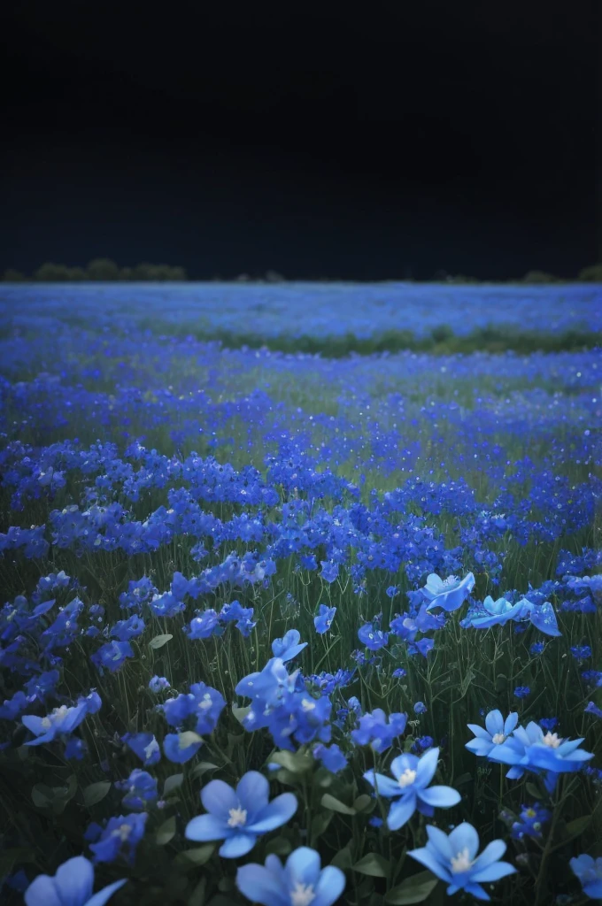 a close up of a bunch of blue flowers in a field, blue flowers bloomed all over, blue flowers, blue flower field, mediumslateblue flowers, lots blue colours, by Anato Finnstark, crown of blue flowers, by Kanō Tan'yū, pale blue eyes!, blue flowers accents, by Shen Che-Tsai