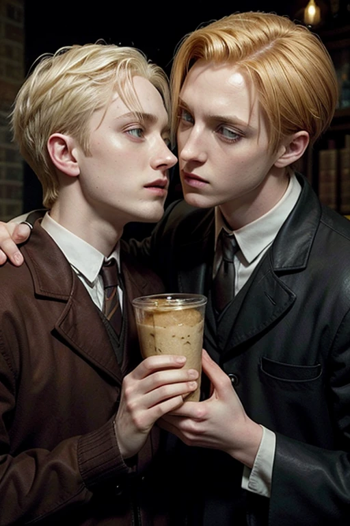 Draco Malfoy kissing George Weasley 