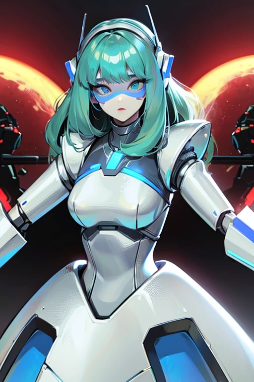 empty eyes,robotized woman ,big bust,Robot Joint ,Metal skin,dress,android,Robot Suit