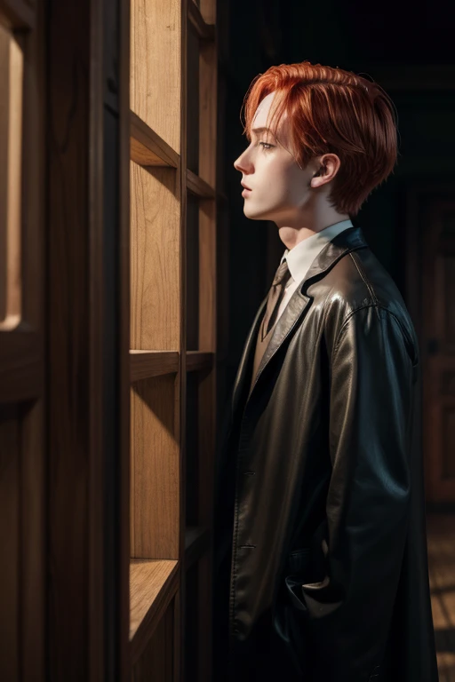 Draco Malfoy kissing a red-haired boy taller than him 