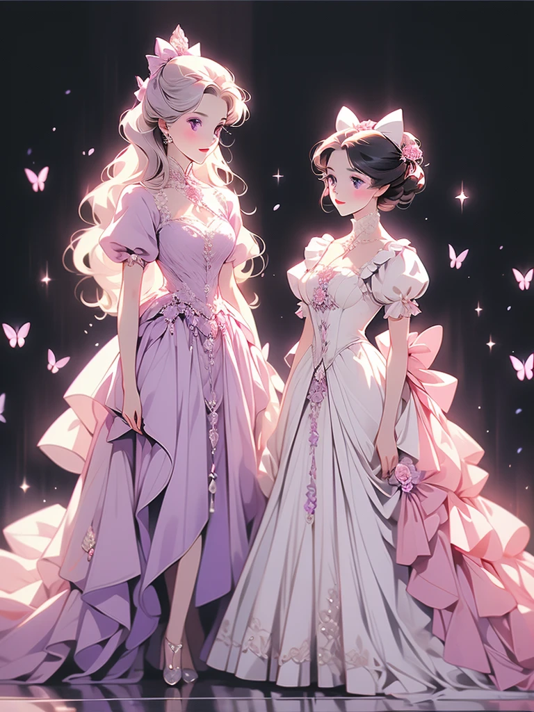 araffe dressed in a dress and a bow on a black background, white cat in a pink dress, in a fancy elaborate dress, elegant cat, purple eyes and white dress, ornately dressed, in victorian aristocrat, dressed in a beautiful white, in a fancy dress, wearing fancy clothes, dressed in a medieval lacy, by Kinuko Craft