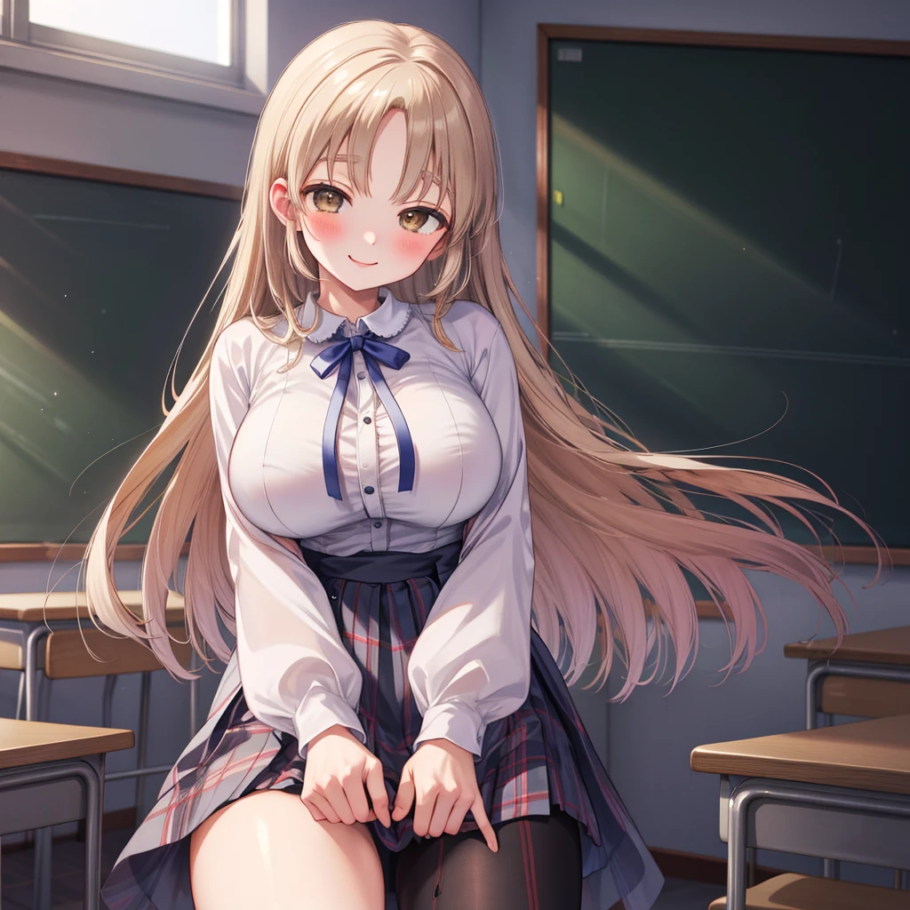 masterpiece, Highest quality, High Resolution, HS1,blush、smile,NSFW、Big Breasts、classroom、blouse、Riding