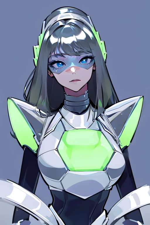 empty eyes,robotized woman ,big bust,Robot Joint ,Metal skin