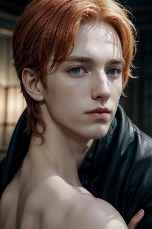Draco Malfoy kissing a redhead boy on the cheek