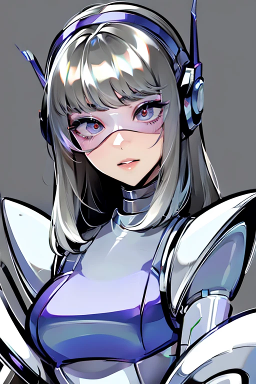 empty eyes,robotized woman ,big bust,Robot Joint ,Metal skin