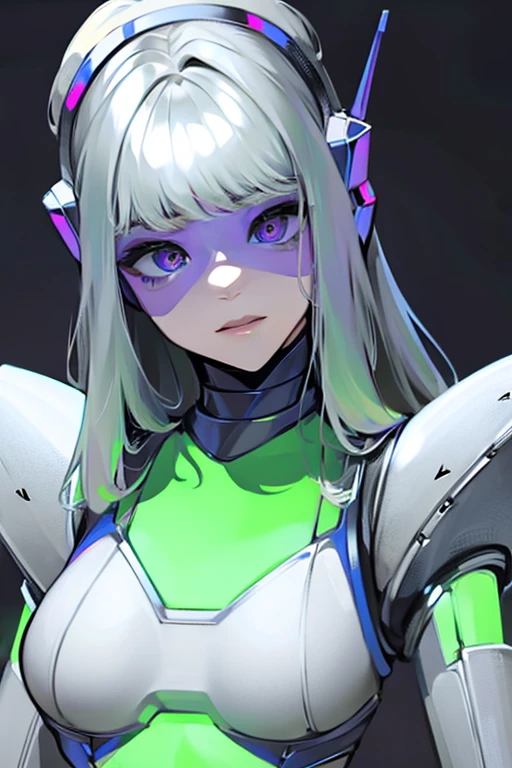 empty eyes,robotized woman ,big bust,Robot Joint ,Metal skin