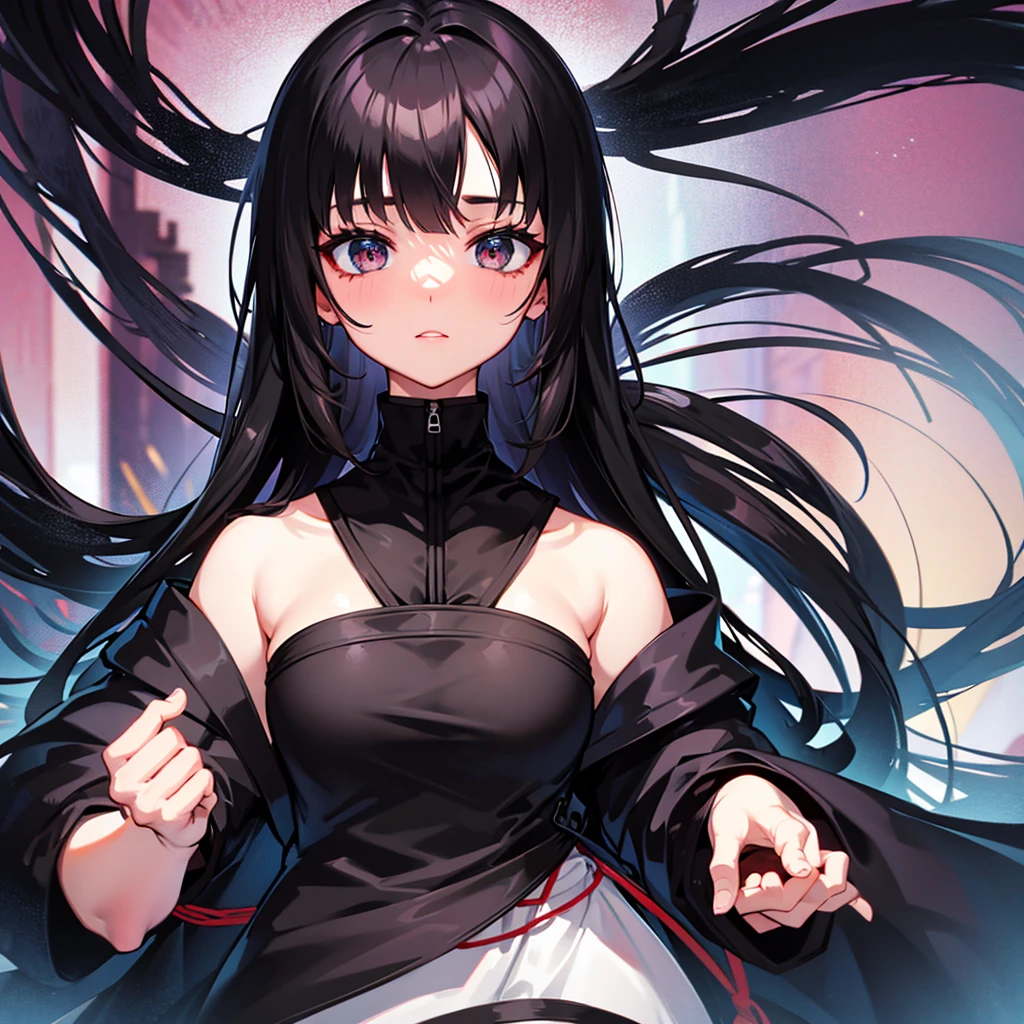 Black haired black eyed anime girl