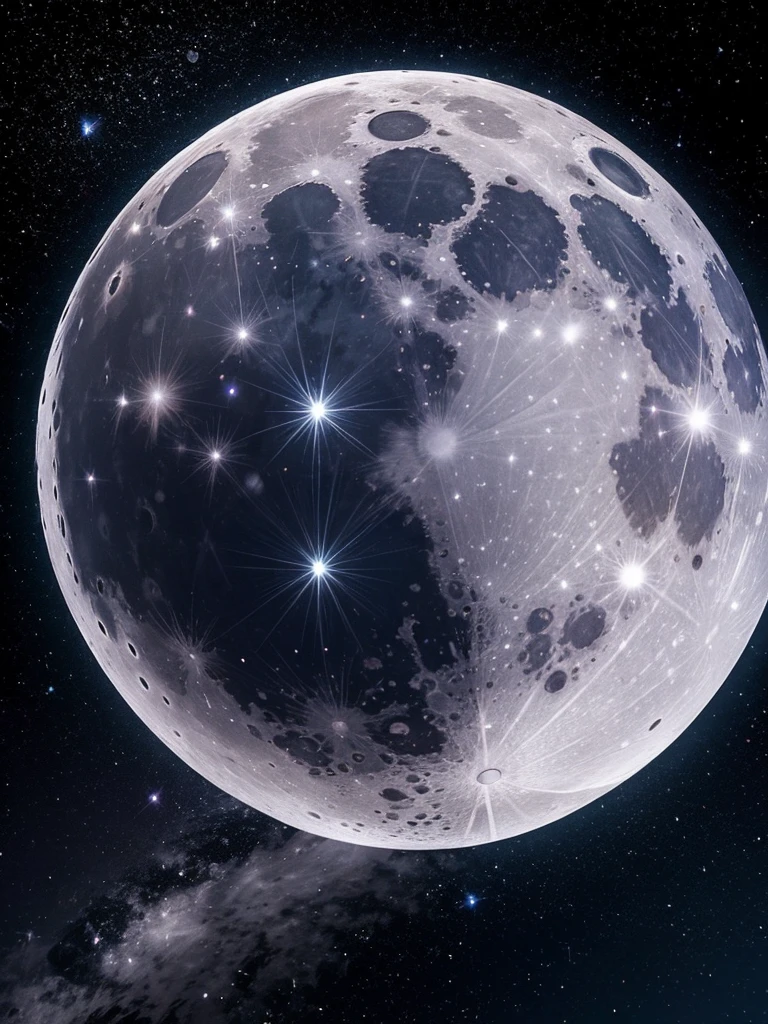 Crystal image of moon in sky