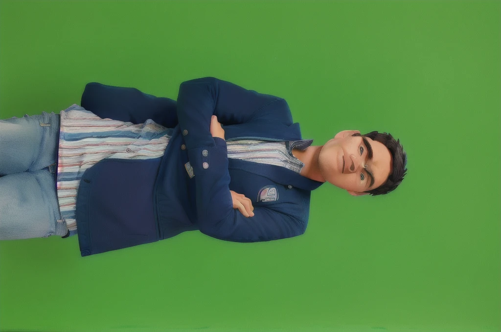 arafed man in a blue jacket and jeans standing with his arms crossed, in style of thawan duchanee, thawan duchanee, full body photo, full protrait, full body photogenic shot, fullbody photo, professional foto, catalog photo, corporate photo, nivanh chanthara, professional picture, protrait, full body portrait shot