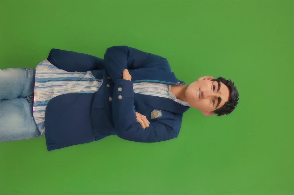 arafed man in a blue jacket and jeans standing with his arms crossed, in style of thawan duchanee, thawan duchanee, full body photo, full protrait, full body photogenic shot, fullbody photo, professional foto, catalog photo, corporate photo, nivanh chanthara, professional picture, protrait, full body portrait shot