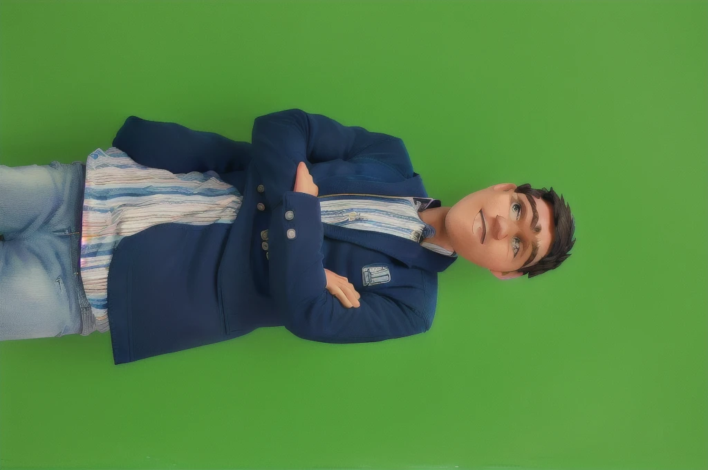 arafed man in a blue jacket and jeans standing with his arms crossed, in style of thawan duchanee, thawan duchanee, full body photo, full protrait, full body photogenic shot, fullbody photo, professional foto, catalog photo, corporate photo, nivanh chanthara, professional picture, protrait, full body portrait shot
