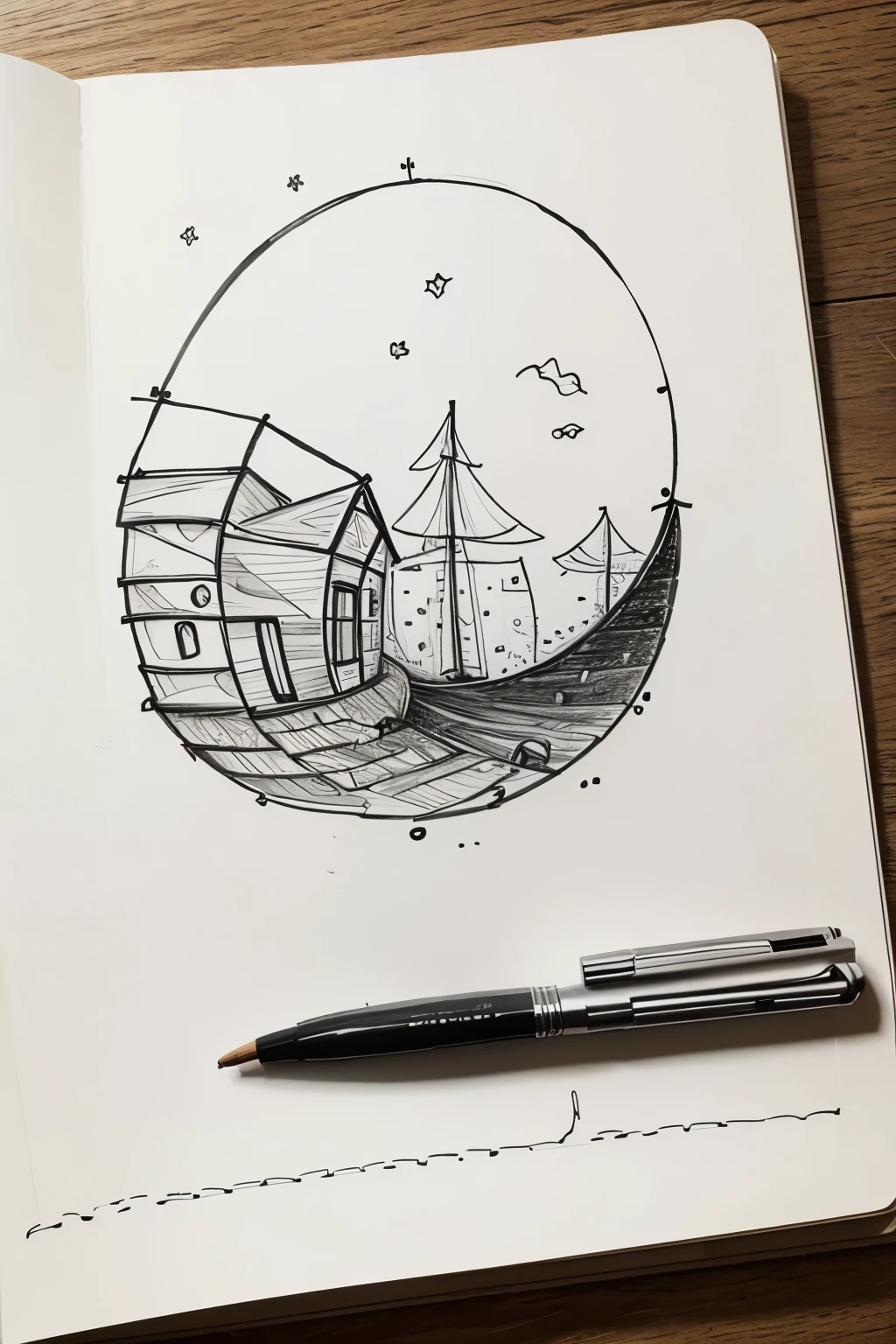 Create an image of a drawing that looks like a doodle for a book called Escape, the drawing should be like a watermark