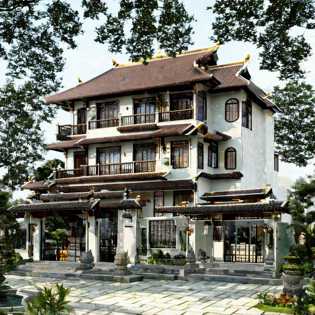 (masterpiece, best quality:1.2), indochina house, Indochina style