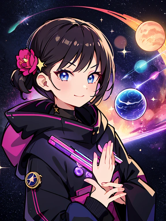 1 Girl, solo, (astrologer),
mysterious, Fantasy, grace, Calm, Silence, intellectual, ancient, Beyond time and space, dream, aura,
Dark eyeshadow, Star shaped glitter, Sparkling Highlights, Rich Lip Color, Smokey Eye, mysteriousなアイライナー,
universe space, shooting star, planet,
astrologerが魔法の杖を使って星を指し示している,
Sparkling meteor shower, Magic Light, Reflecting Galaxy