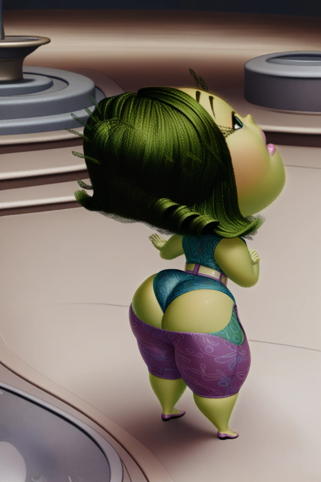 score_9, score_8_above, score_7_above, score_6_above, score_5_above, score_4_above, fountain_Cartoon, classification_questreetionable, classification_explicit, of_street, 1 girl, pelo verof, ojos verofs, chubby lips, glossy_lips,
((thick thighs:1.4)), (thick arms:1.1), (Caofras anchas:1.3), (narrow waistreet:0.9), (little, perky breastreets:1.1), (Short torso:1.1), (shortstreetack, chubby:1.1),
mano en la propia caofra, presumed,
aofntro,
luz of llanta, depth_of_Field, simple_bottom,
cowboy_shooting, back view, Chibi, spread_pussy, sin bottom, ofsnuda