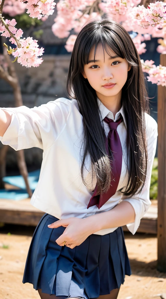 Highest quality, Realistic, Realistic, Very detailed, Very delicate and beautiful, RAW Photos, Professional Lighting, Facial Lighting, Depth of written boundary, Single Focus, whole body, 20-year-old woman, (night, Beach, Starry Sky: 1.4), Brown Hair, Brown eyes, Small head, ((Big Breasts)), Stylish girl, Beautiful Eyes, True Face, Real Skin, Realistic face, Realistic skin, Fine grain, Detailed facial features, Detailed clothing features, (Fashionable clothes: 1.3 ), (Trendy hairstyles: 1.3) Dynamic pose, View your viewers, Detailed face and chest, (Purelos Face_v1:0.33), (Urzan-6500:0.33),Japanese high school girl posing in the schoolyard in the evening。She is wearing a white shirt and a navy blue pleated skirt.、wearing a red ribbon tie。The sleeves of the shirt are slightly rolled up、A simple silver bracelet shines on her wrist, visible through the cuffs of her sleeves.。The model has naturally straight, shoulder-length black hair.、Bangs should be slightly over the eyebrows。Her skin is translucently white、Gives off a healthy glow。
In the background is a large schoolyard.、You can see some rusty iron bars and playground equipment.。The sky is dyed with the sunset、orange、pink、The purple gradation spreads beautifully.。There is a large cherry blossom tree behind the model.、The leaves are swaying in the wind。There are some weeds growing at my feet.、Gives a sense of reality。
The lighting is soft and natural, gently enveloping the model.、Warm hues illuminate her face and uniform.。She has a natural smile、Her left hand is lightly lifting the edge of her skirt。The right hand is placed on the hip、The pose is relaxed yet somewhat confident.。Her eyes are on the camera、She has a pure and bright expression.。
Overall、A fusion of the freshness of youth and the calm atmosphere of the evening.、The aim is to create an elegant yet approachable photographic image.。