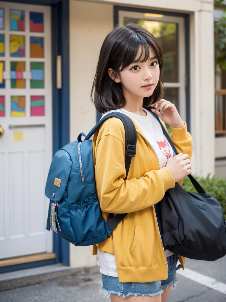 Backpack for elementary school students with acrylic key ring