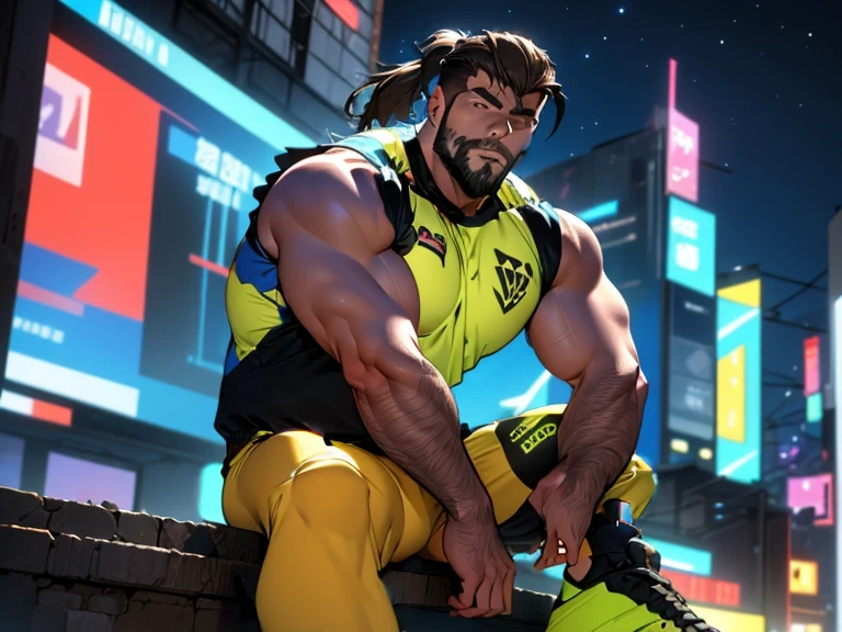 blue clothes, with neon details. Better definition of the face