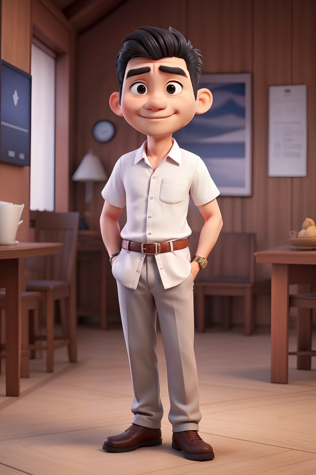 A 35 year old Thai man wearing a white shirt. 