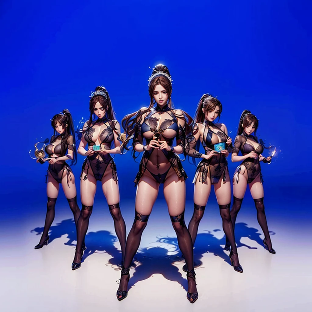 ((8K+Ultra-high resolution+Ultra-high definition+masterpiece+Very detailed+Awards+The award-winning)),(Perfect face+Supermodel+Delicate skin+High Ponytail+Huge breasts+Perfect hands+Beautiful hands+Perfect hands指+Beautiful hands指+Perfect legs+Perfect feet),[[[muscle]]],(((Anatomically correct))) ，The picture is extremely sharp，The details are meticulous，High-quality；Clever light handling，Create a dramatic atmosphere；Brushstroke Master，Impeccable professionalism，A haunting work of art。