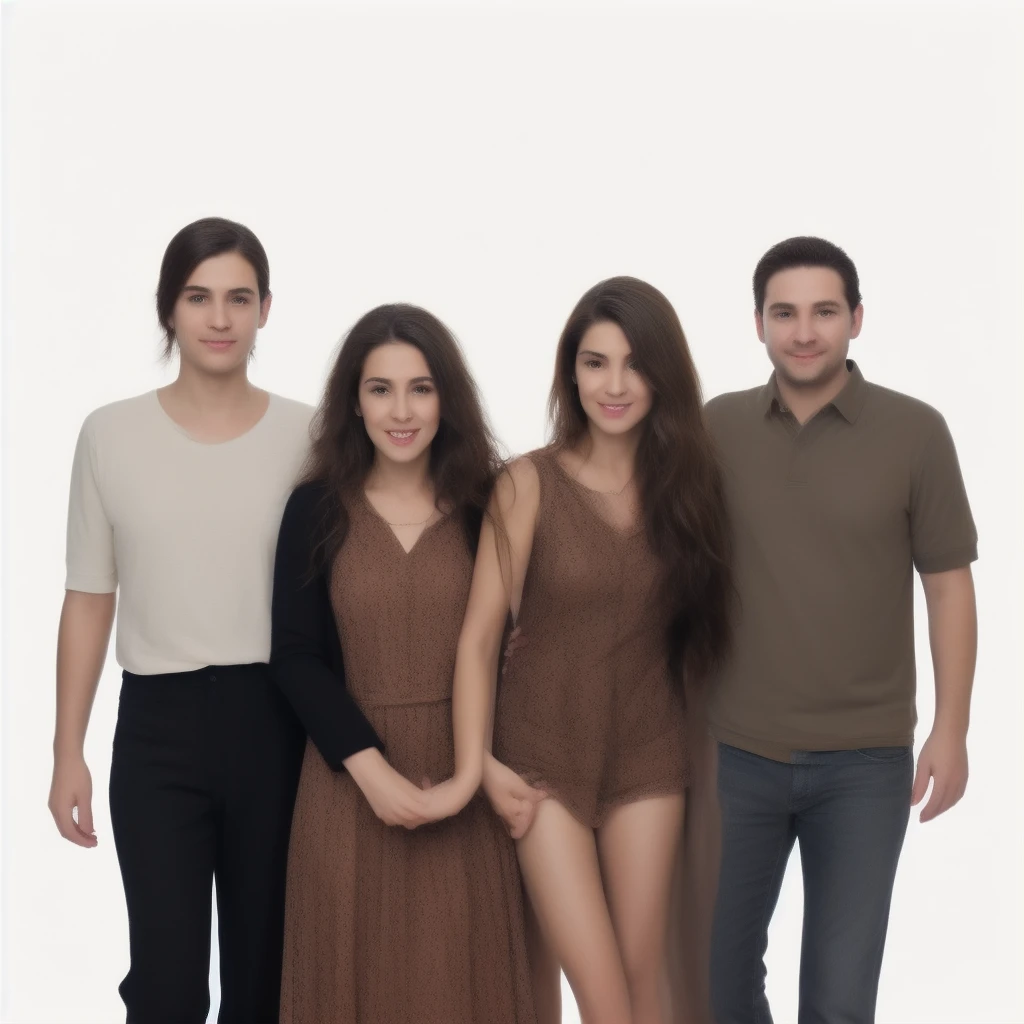 there are four people together in a group posing for a photo, Full length portraits, Cardboard box cutting, Full body portrait, Full length portrait de un grupo, realistic Full length portrait, Hispano, Full body or portrait, medium poly, Realistic full body portrait, full body image, full body shots, full body photography, full body photos, Full length portrait