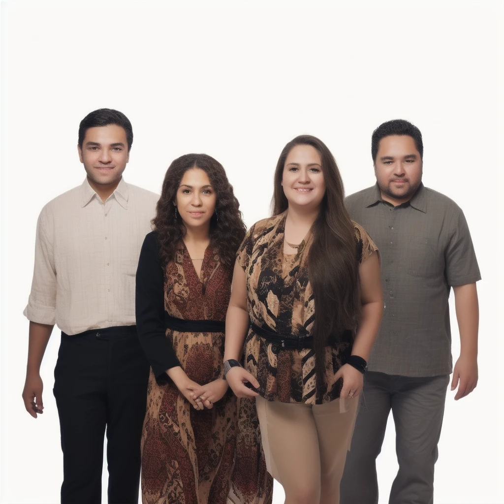 there are four people together in a group posing for a photo, Full length portraits, Cardboard box cutting, Full body portrait, Full length portrait de un grupo, realistic Full length portrait, Hispano, Full body or portrait, medium poly, Realistic full body portrait, full body image, full body shots, full body photography, full body photos, Full length portrait