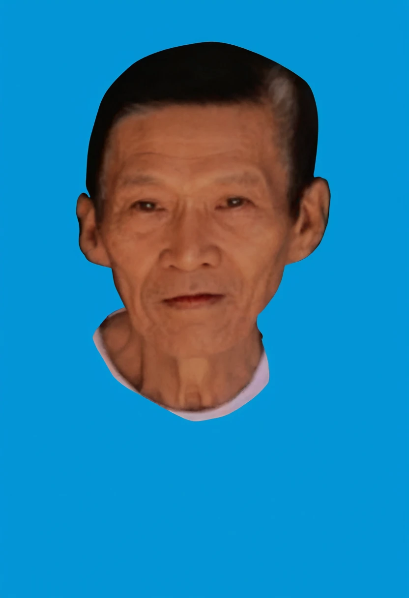 Highly realistic photo, Portrait of a 65 year old Vietnamese old man, blue suit