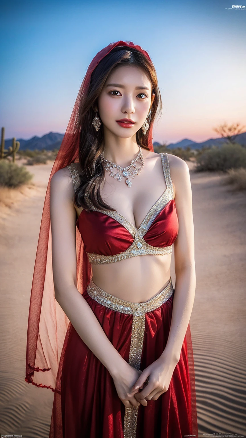 1 Girl, ((Large Breasts:1.3)),(Wear a bright red Arabian Nights-style costume:1.2), (Veil), Very beautiful Japanese idol portraits,
(RAW Photos, Highest quality), (Realistic, Realistic:1.4), (masterpiece),
Very delicate and beautiful, Very detailed, 2k wallpaper, wonderful, finely, Very detailed CG Unity 8K wallpaper, Very detailed, High resolution, Soft Light,
Beautiful detailed girl, Very detailed目と顔, Beautiful and sophisticated nose, Beautiful and beautiful eyes, Cinema Lighting,
(Standing in the desert on a moonlit night:1.3), (Big Moon), (月明かりに浮かぶ少女のwhole bodyのシルエット), (Transmits light), (Dark screen:1.5), (Hair and outfits fluttering in the wind),
(Medium Hair), (whole body),
Complete Anatomy, Slender body, Small breasts