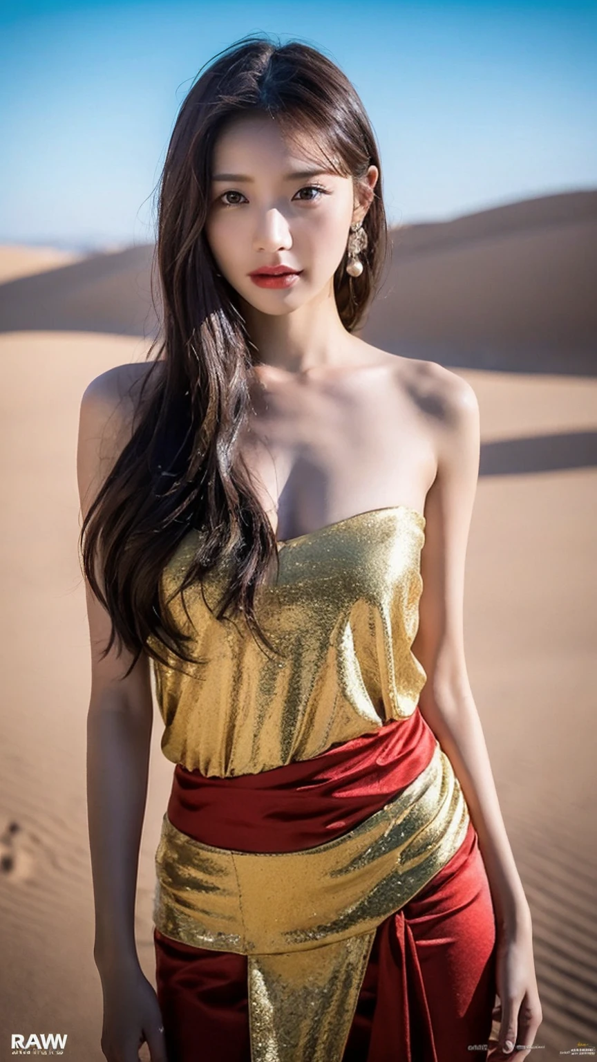 1 Girl, (Wear a bright red Arabian Nights-style costume:1.2), (Veil), Very beautiful Japanese idol portraits,
(RAW Photos, Highest quality), (Realistic, Realistic:1.4), (masterpiece),
Very delicate and beautiful, Very detailed, 2k wallpaper, wonderful, finely, Very detailed CG Unity 8K wallpaper, Very detailed, High resolution, Soft Light,
Beautiful detailed girl, Very detailed目と顔, Beautiful and sophisticated nose, Beautiful and beautiful eyes, Cinema Lighting,
(Standing in the desert at dusk:1.3), (sunset), (少女のwhole bodyのシルエット), (Hair and outfits fluttering in the wind),
(Medium Hair), (whole body),
Complete Anatomy, Slender body, Small breasts