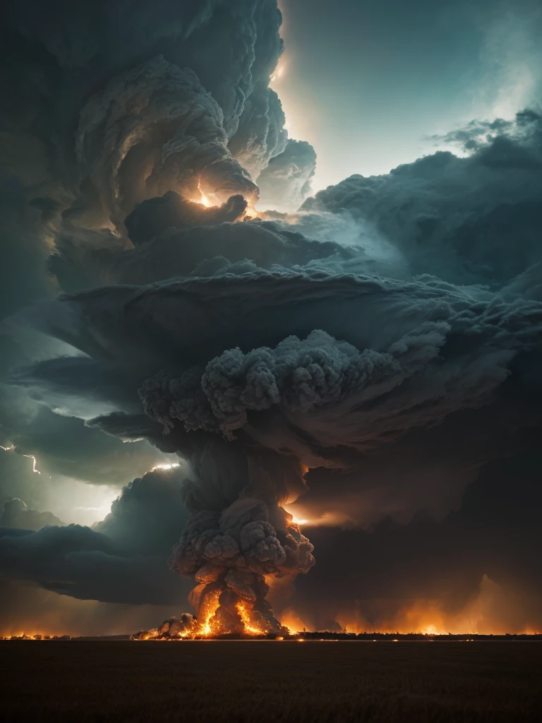 masterpiece, best quality, (extremely detailed CG unity 8k wallpaper), (best quality), (best illustration), (best shadow), absurdres, realistic lighting, (Abyss), beautiful detailed glow, art by PeterMohrBacher, arafed tornado cloud in the sky over a field of wheat, beautiful tornado, a massive tornado approaching, thick swirling tornado, tornado of fire, an image of a tornado, tornado twister, fire tornado, tornado, photo of monstrous tornado, blazing fire tornadoes, thick swirling smoke tornado, as a tornado approaches, detailed swirling water tornado, huge storm,