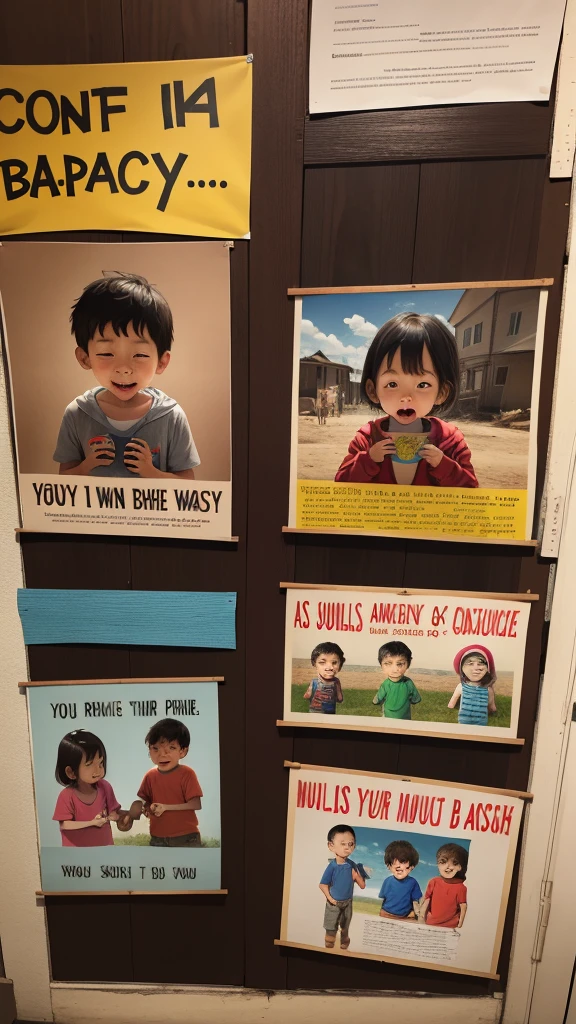 make posters, Children's Day, in the theme park, a being fucked by a strange adult while the boy enjoys it and cries --v 6