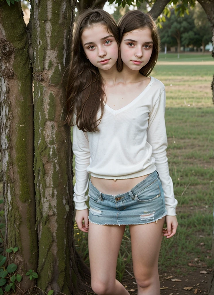 2heads, two headed girl, (15 year old girl:1.5)