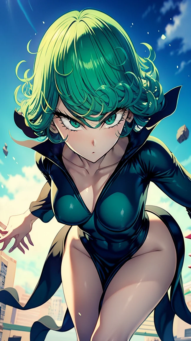 Tatsumaki , Dynamic positions have a golden part, fragile physique, Street, floats in the air, close up portrait, stands leaning towards the floor, beautiful , White Nurse's Coat, Short skirt, breasts fall out from under the robe, leans forward, very erotic, arches in the back, Portrait of a girl, standing in a sexy pose, leans forward, beautiful фигура, buttocks, beautiful грудь, very sexy, the texture is very durable,The picture is very clear and concise,incredibly beautiful,Temperament elegant,in a spacious room, нежное выражение лица Tatsumaki из One Punch Man, short green hair, green eyes, , heels, full body view, smiling, dynamic pose, Tatsumaki из One Punch Man, short green hair, green eyes, ,dynamic view, (masterpiece, Best quality:1.2),