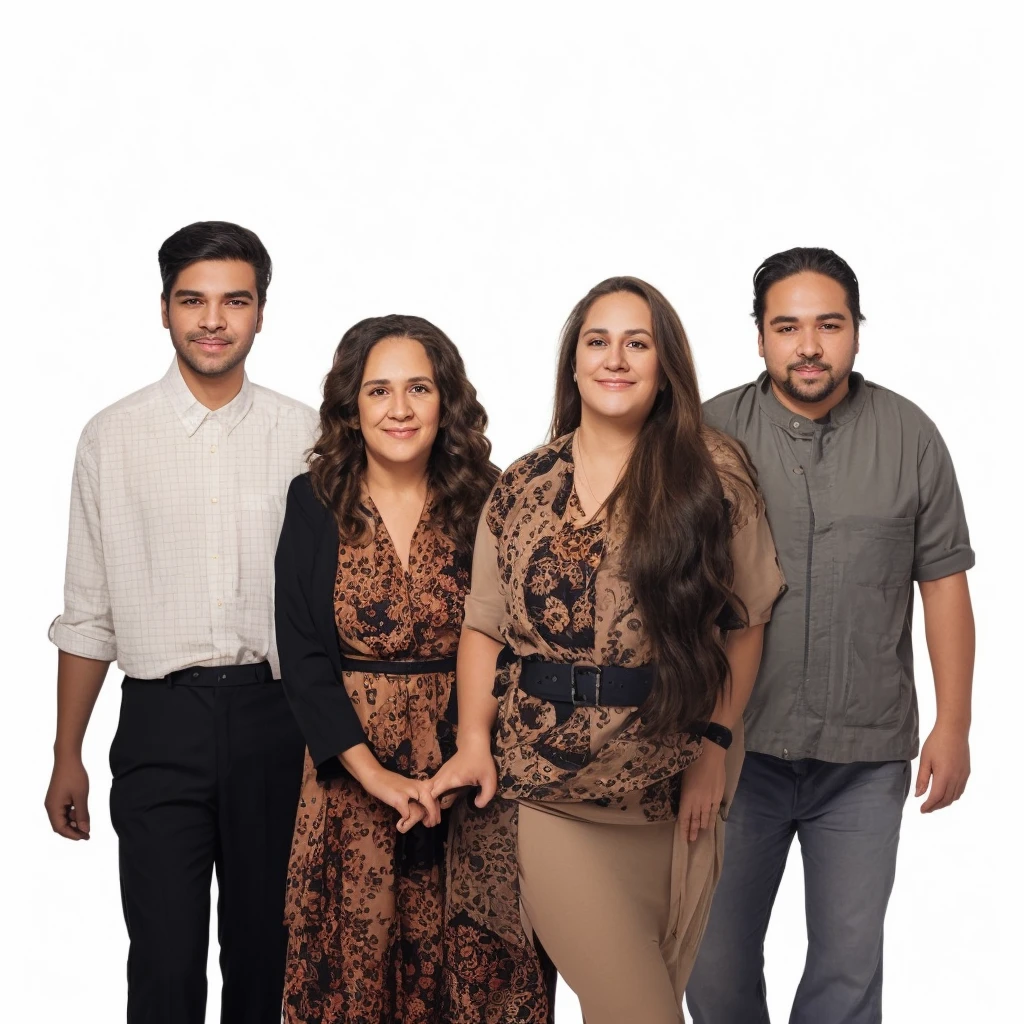 there are four people together in a group posing for a photo, Full length portraits, Cardboard box cutting, Full body portrait, Full length portrait de un grupo, realistic Full length portrait, Hispano, Full body or portrait, medium poly, Realistic full body portrait, full body image, full body shots, full body photography, full body photos, Full length portrait
